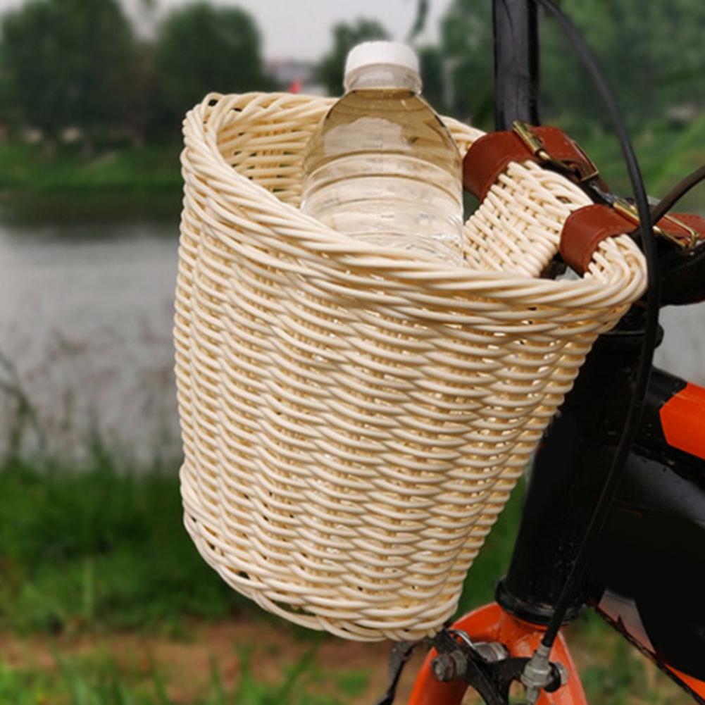 Kids Front Stuur Rotan Handwoven Fiets Mand Kinderen Geweven Fiets Mand Voor Jongens En Meisjes Fietsen Rieten Mand