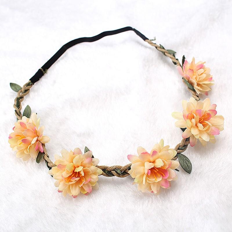 Women Wedding Flower Headband Girls Boho Flowers Headwear Children Headbands Hair Accessories Bride Wreath Beach Garland