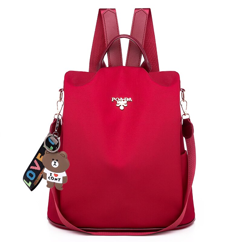 Mochila de viaje antirrobo informal de para niñas, mochila de tela duradera Oxford para mujer, mochila bonita estilo escolar: Red