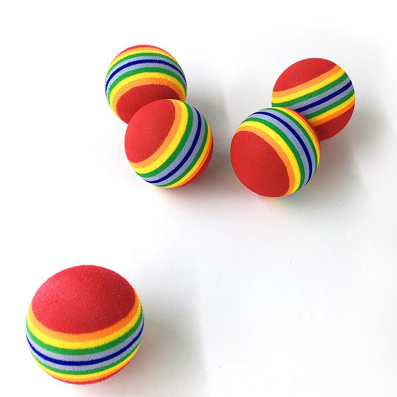 2 pièces arc-en-ciel chat jouet balle mousse balle interactif chat jouets jouer mâcher hochet Scratch EVA balle formation fournitures pour animaux de compagnie