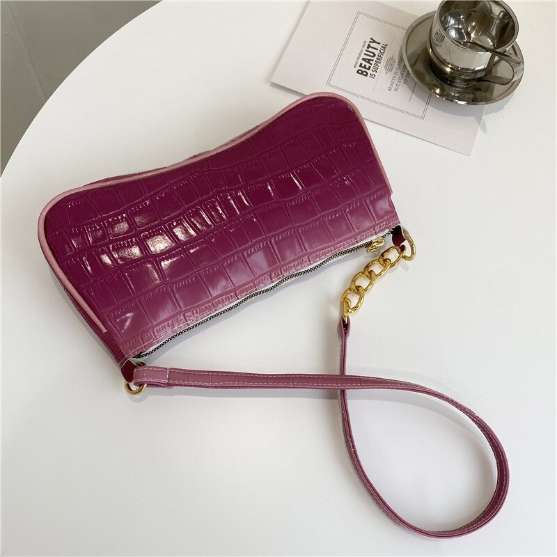 Bolso de temperamento para axila para mujer, bolsa de mensajero para primavera y verano, rosa, gradiente francés,: Purple