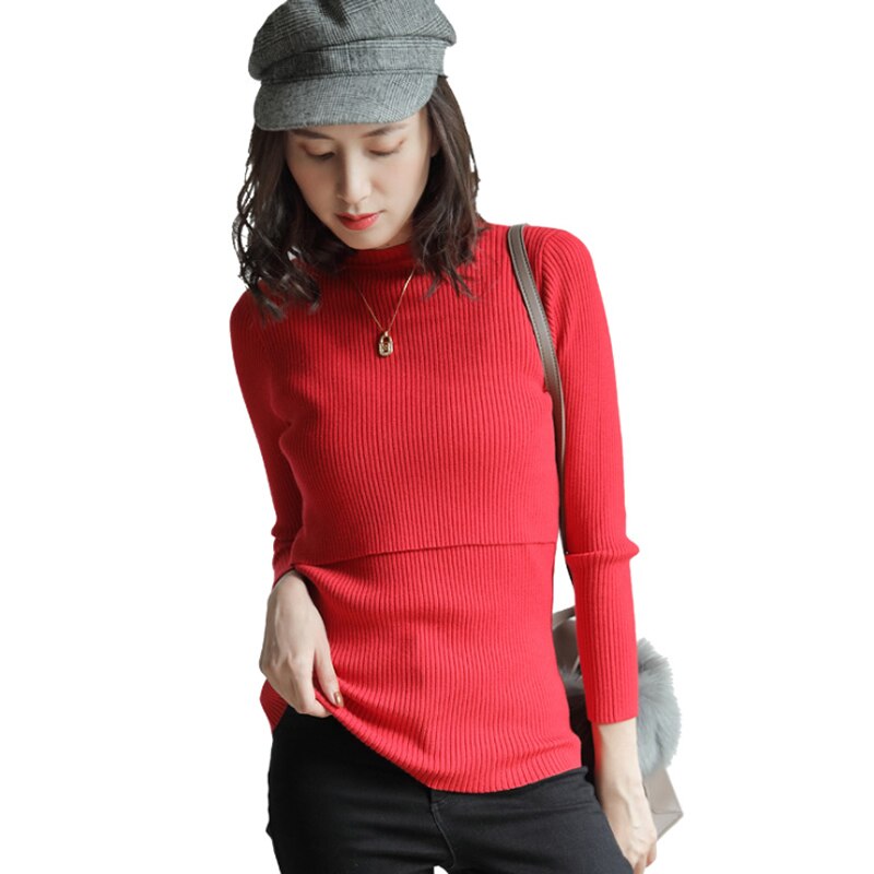 Zwangerschapskleding lange mouwen dames tops slanke voedingskleding herfst winter dames trui comfortabele zwangerschapsoutfit