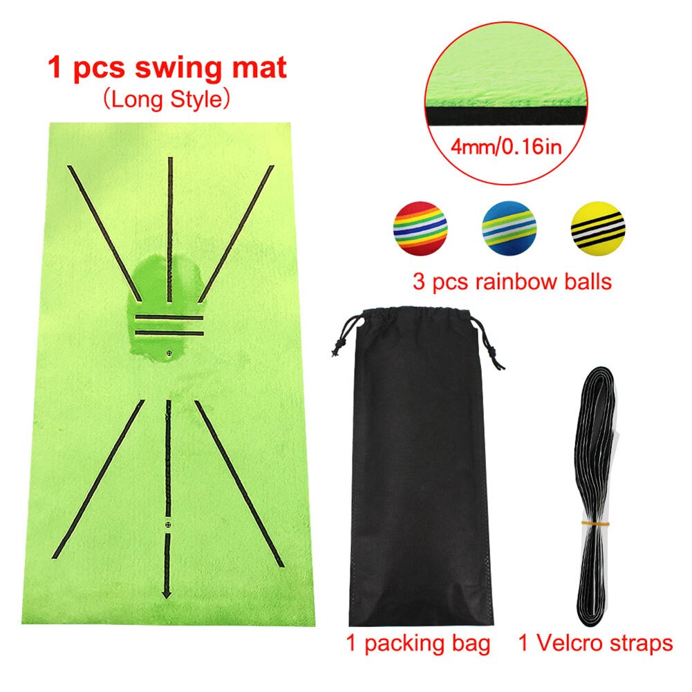 Golf Swing Pad Shot Direction Marker Tracking Indoor Home Golf Swing Training Pad with 3 Pieces of Practice Ball Track Pad Pract