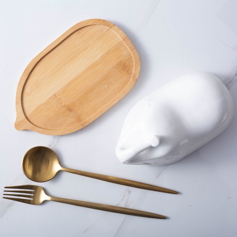 Beurrier éléphant avec couvercle gardien de beurre en céramique grand récipient à beurre en porcelaine porte-Margarine pour cuisine