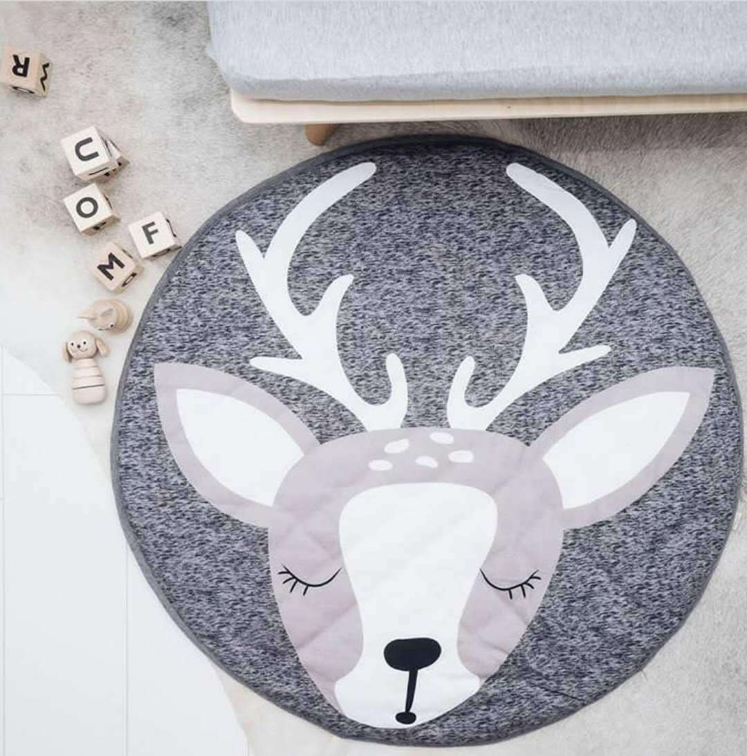 Play Mat Cartoon Animal Baby Mat Newborn Infant Crawling Blanket Cotton Round Floor Carpet Rugs Mat for Kids Room Nursery Decor