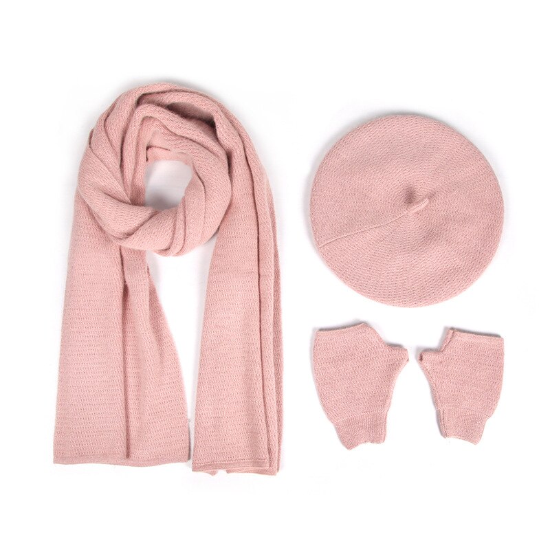 USPOP – ensemble de gants et écharpe en cachemire pour femmes, couleur unie, 3 pièces, hiver