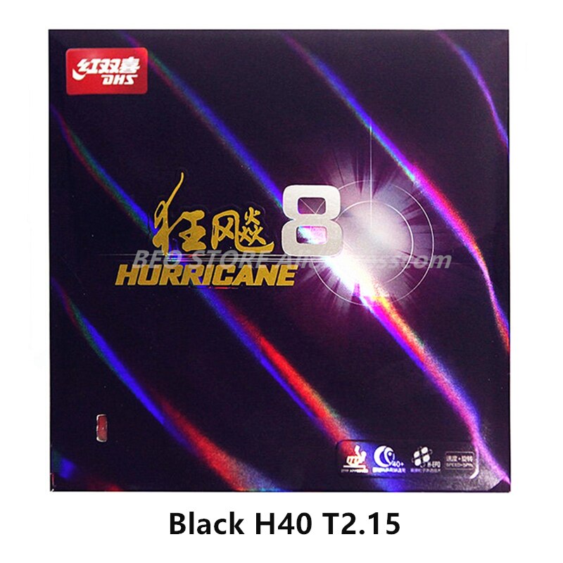Dhs Hurricane 8 Tafeltennis Rubber Dhs Hurricane-8 / H8 Pips-In Originele Dhs Ping Pong Spons: H8 Black H40 T2.15