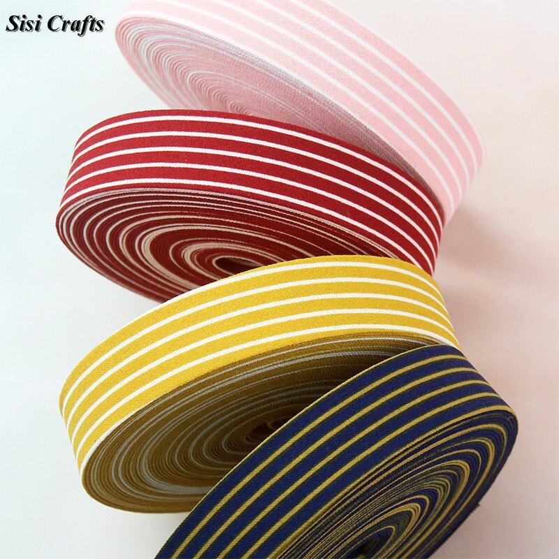 Sisi Crafts Tape Black Red Stripe Ribbon 25mm 10mm 40mm Cotton Fabric Bias Trim Layering DIY Hair Bow Tie Collar Sewing Material