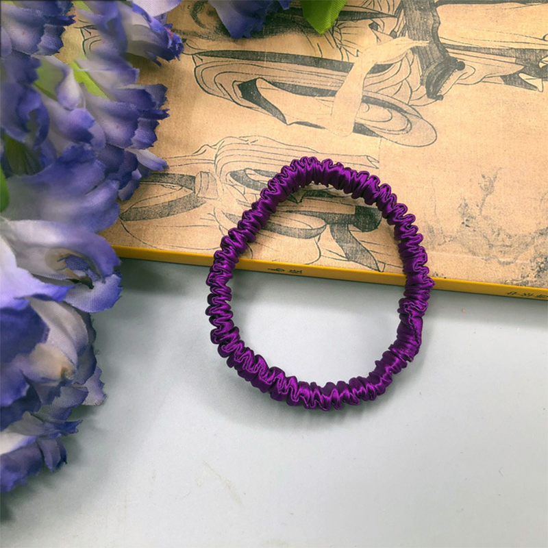 Silk Women's Hair Scrunchie Hairband 1cm wide Elastic Band Ponytail Holder Hair Accessories: light yellow