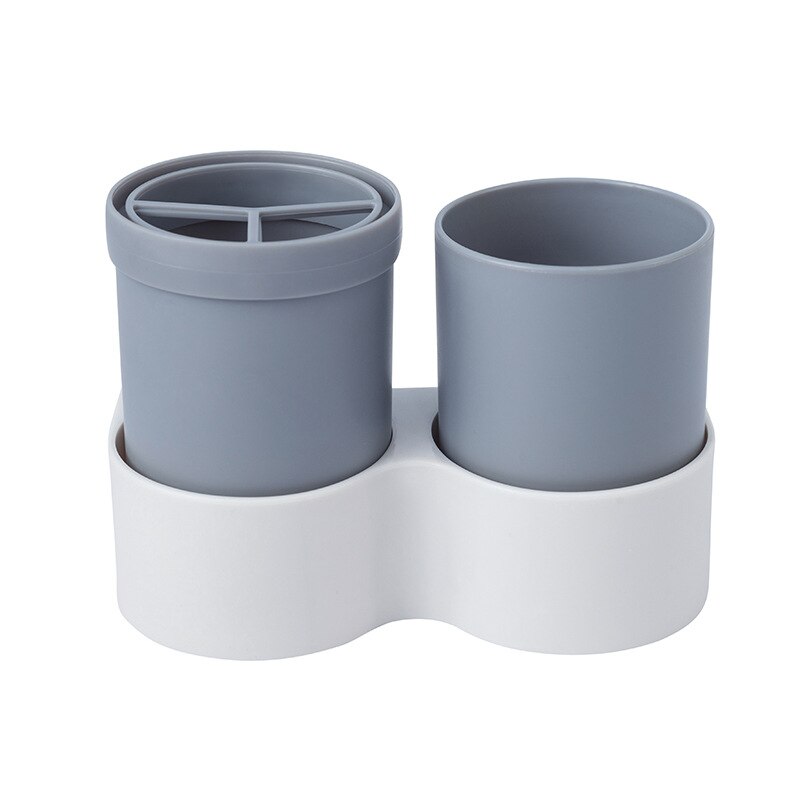 Bathroom Suction Wall Toothbrush Holder Wall-mounted Toilet Set Rack Storage Rack Toothbrush Cup Holder Tumbler Holder: Gray