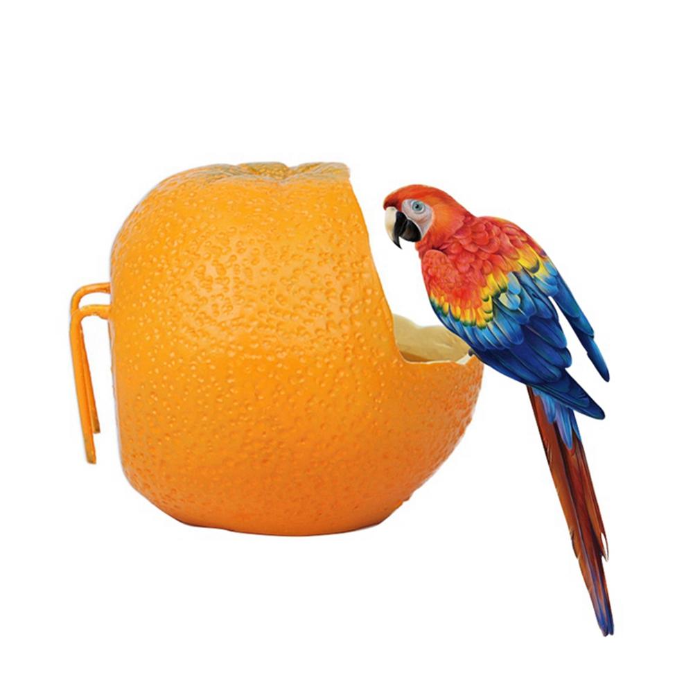 1 Pc Leuke Vogel Papegaai Feeder Kooi Vogel Opknoping Feeder Oranje Vormige Papegaai Voeden Kom Vogel Voeden Tool Voor Kooi