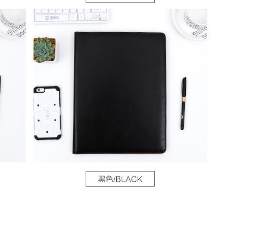 A4 klembord map portfolio multifunctionele leren organizer stevige office manager clip schrijven: Zwart
