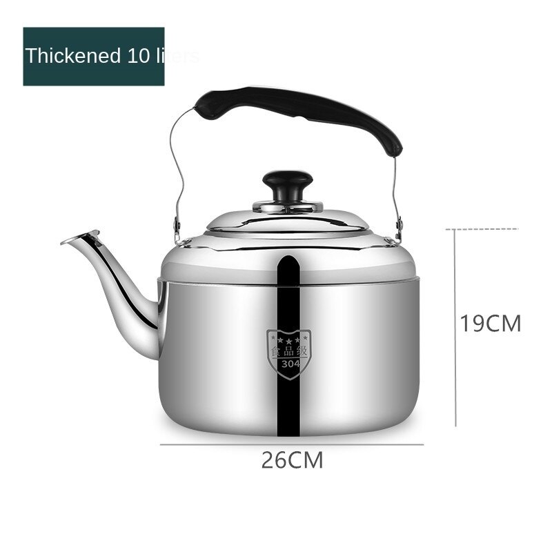 Silbato grueso de acero inoxidable 304, hervidor de gas doméstico de gran capacidad, estufa de gas electromagnética: 10L