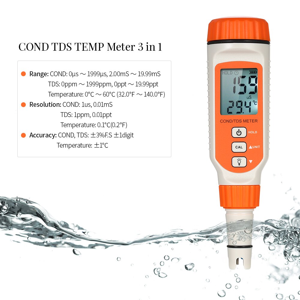 Water Tester Pen Type Conductivity Meter Analyzer Total Dissolved Solid Temperature Tester