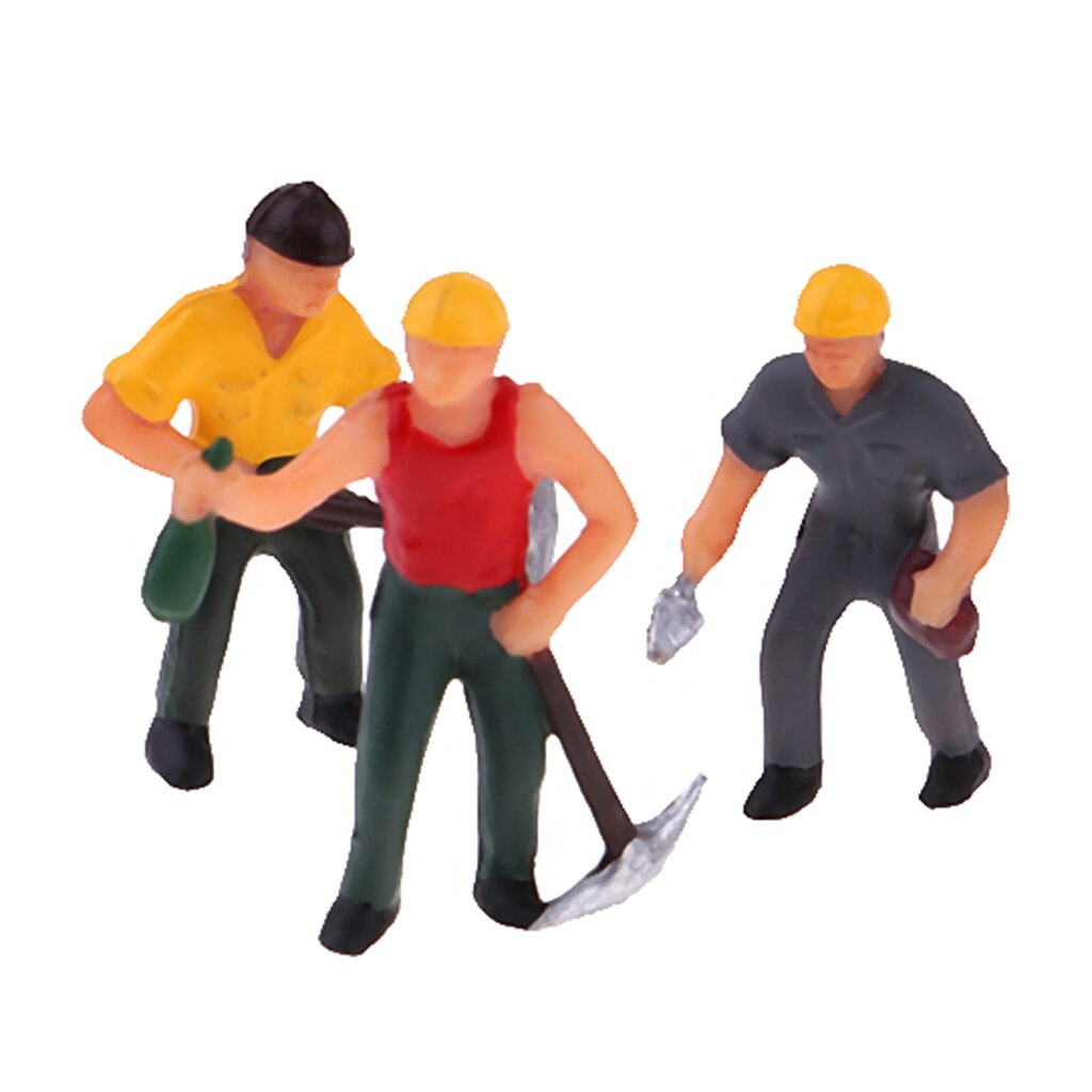 6pcs Miniature Painted Figure 1:87 Architectural Human Model Plastic Workers Peoples