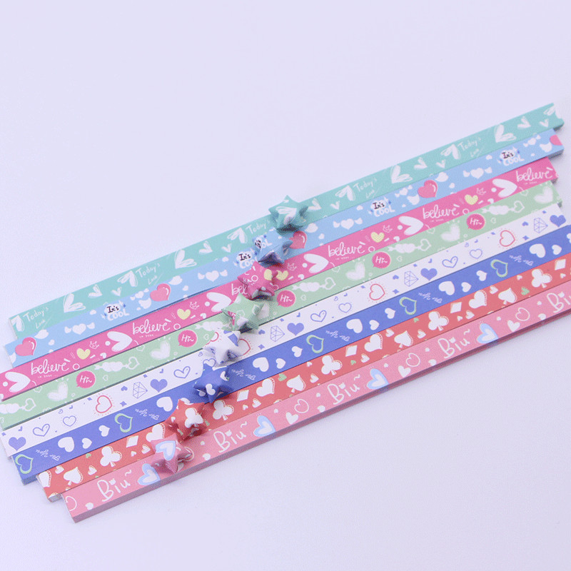 400pcs Origami Paper Print Lucky Star Paper Set Origins Wishing Paper Kindergarten DIY Decoration Origami Material