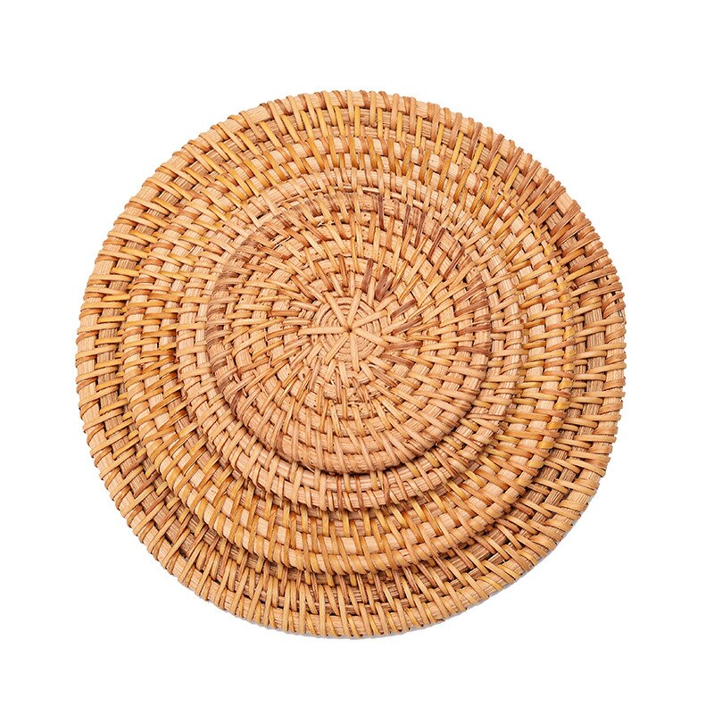 Tapis rond en rotin naturel pour tasse de thé, napperons thermo-isolants tissés à la main, rembourrage de Table, accessoires de décoration de cuisine