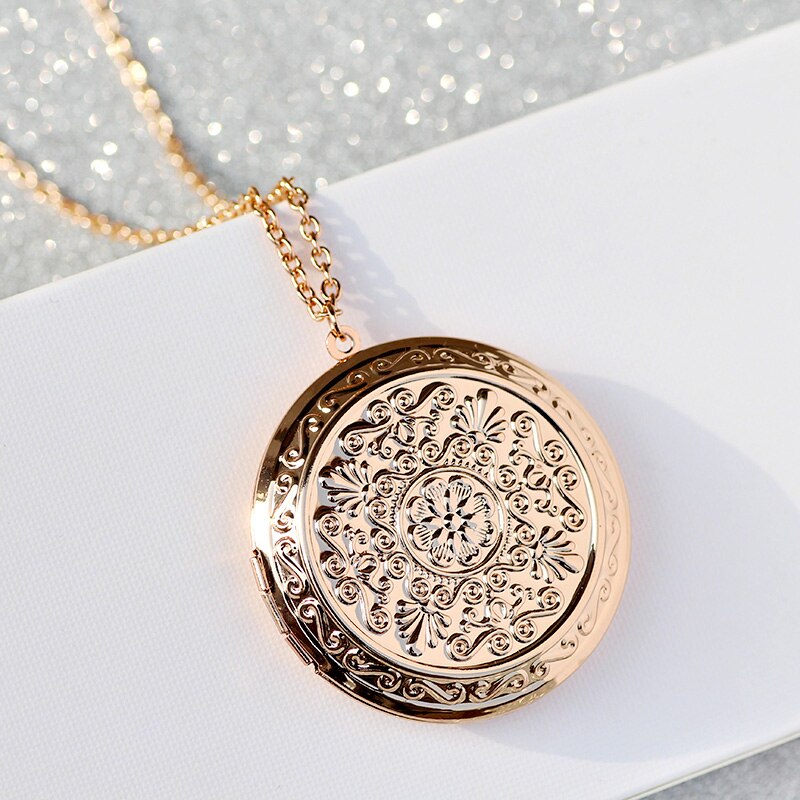 Magic Ikery Photo Memory Floating Locket Round Necklace Jewelry Can Open Flower Pendant Necklaces For Women YT-356