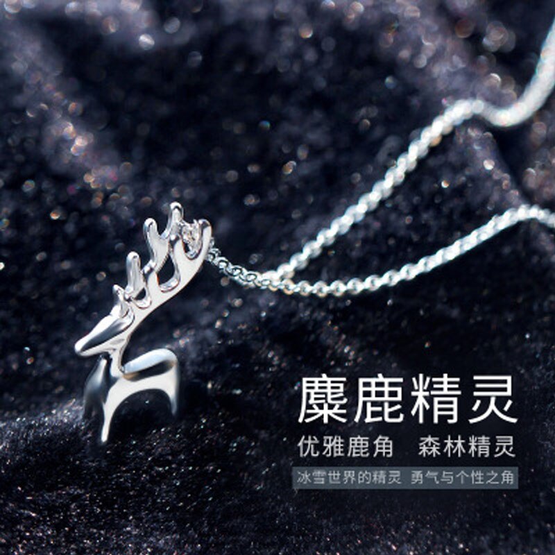 S925 Silber halskette Weibliche Koreanische süße kleine elch halskette Nette tier fawn kurzen schlüsselbein kette dame Freies shippng