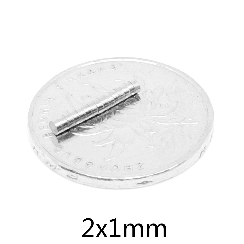100 ~ 10000Pcs 2X1 Kleine Ronde Magneet 2*1Mm Neodymium Krachtige Magnetische 2X1mm Permanente Ndfeb Sterke Magneet 2*1 Mini Disc Magneet