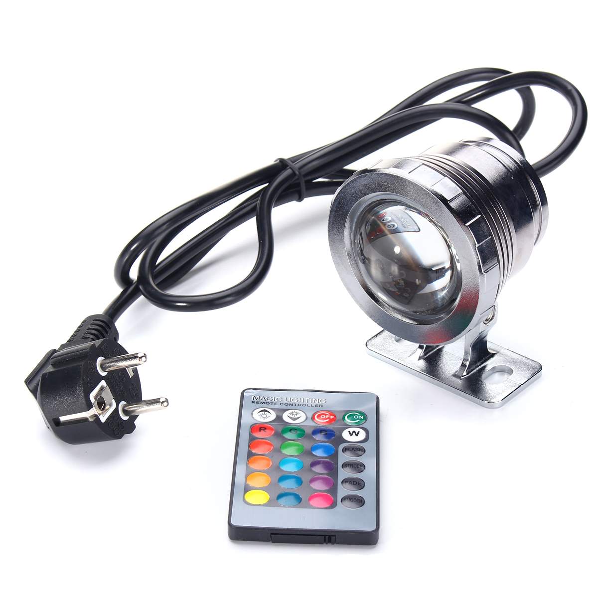 Ac85-265v 15w rgb vedenalainen led spottivalaisin valonheitin + ohjain vedenalainen ulkovalaistus  ip68 vesitiivis lampi: Eu / Hopea