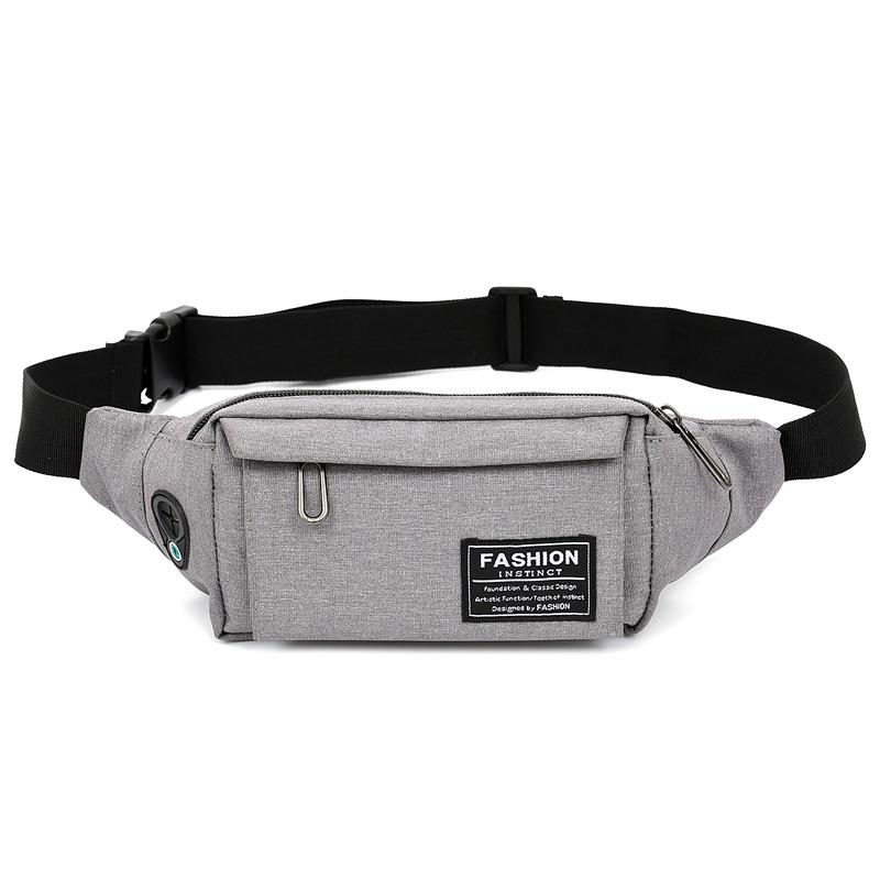 Imperméable à l'eau hommes bandoulière taille sacs en cours d'exécution Sport poitrine poche sac voyage Pack ceinture sac casque Plug épaule sac de messager: Gray