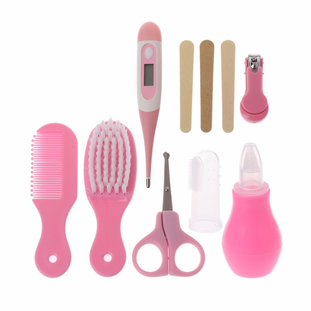 8 unids/set bebé recién nacido niños cuidado de uñas cabello salud termómetro Kit de cepillo de cuidado Set de utensilios para el cuidado del bebé