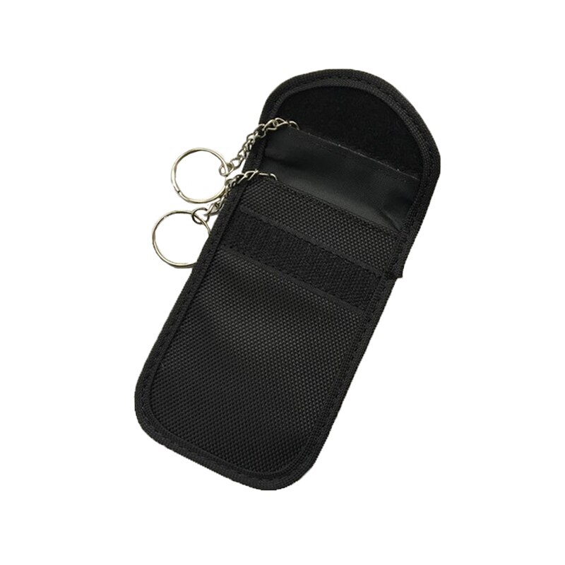 Faraday Car Key RFID Blocker Case Double Rings Pull Card Bags FOB Signal Blocking Shielding Pouch for Privacy Protection BAG1009