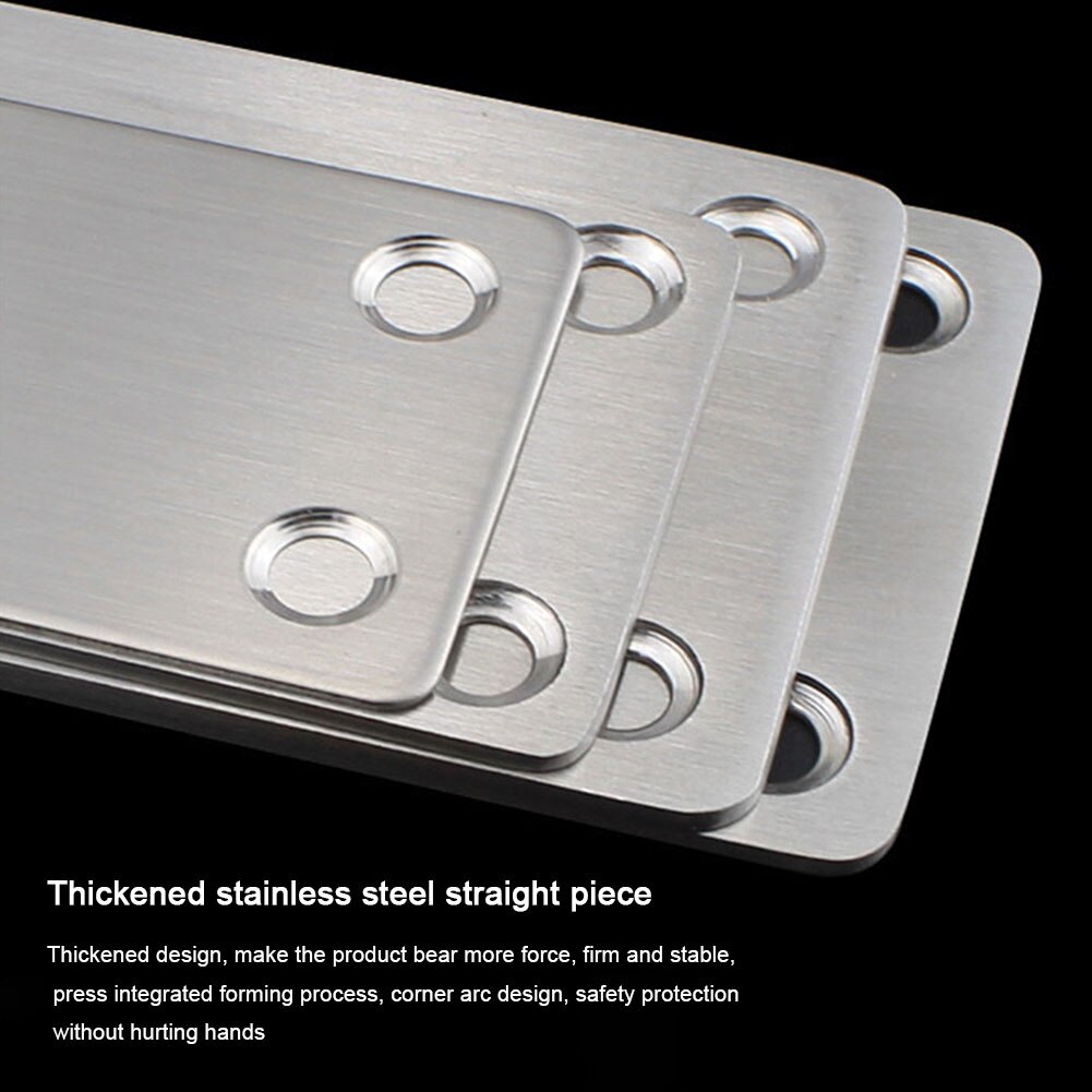 5pcs Stainless Steel Connector Home Straight Brace Thicken Decorative Repair Plates Furniture Hardware Flat Corner Bracket