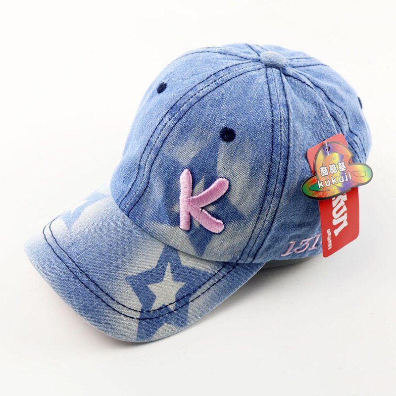Korean Baby baseball caps boy girl hat Children's hats autumn Embroidery letters K denim Toddler hip hop cap kids snapback