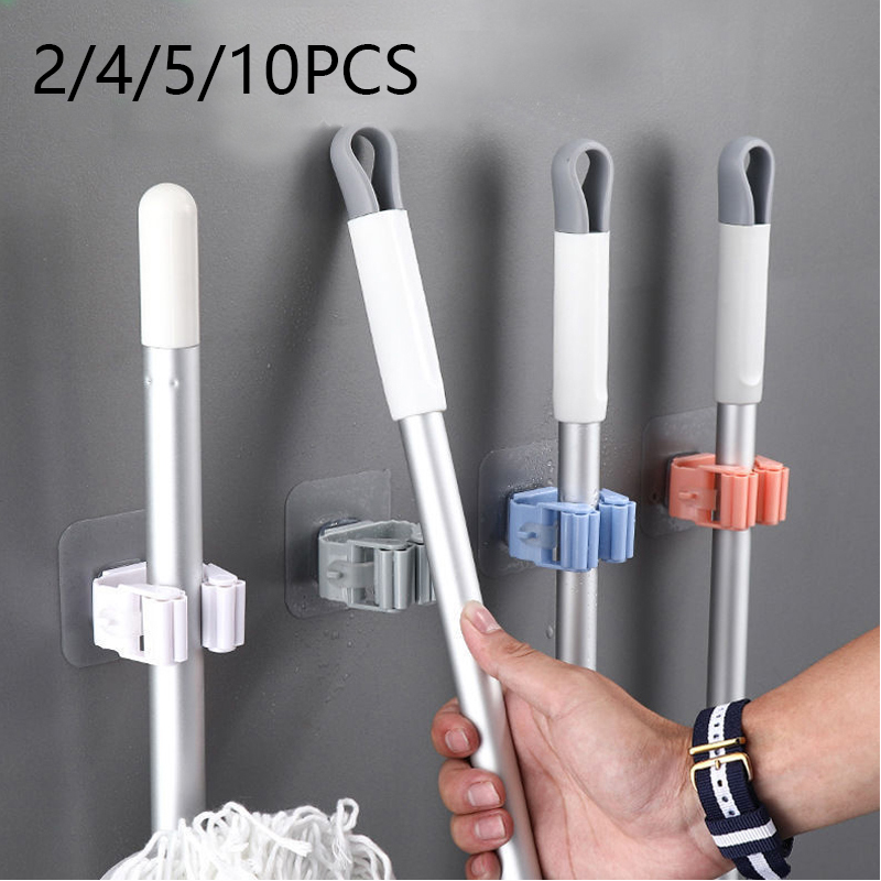 Crochets de suspension adhésifs pour balai, porte-serpillière mural, support de rangement HOKitchen, accessoires pour la maison, 2 pièces, 4 pièces, 5 pièces, 10 pièces