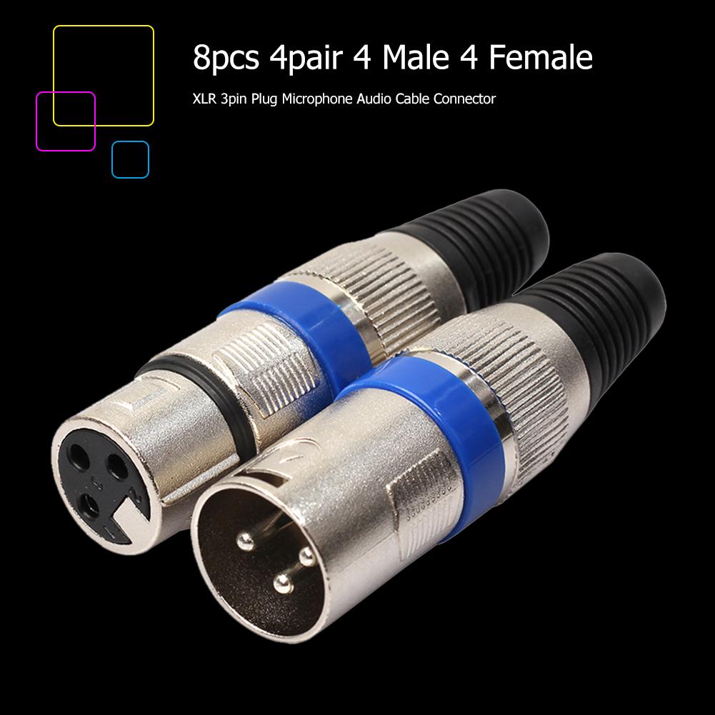 8 Stuks 4 Mannelijke 4 Vrouwelijke Xlr 3Pin Plug Microfoon Audio Kabel Connector Adapter Mini Draagbare Accessoires