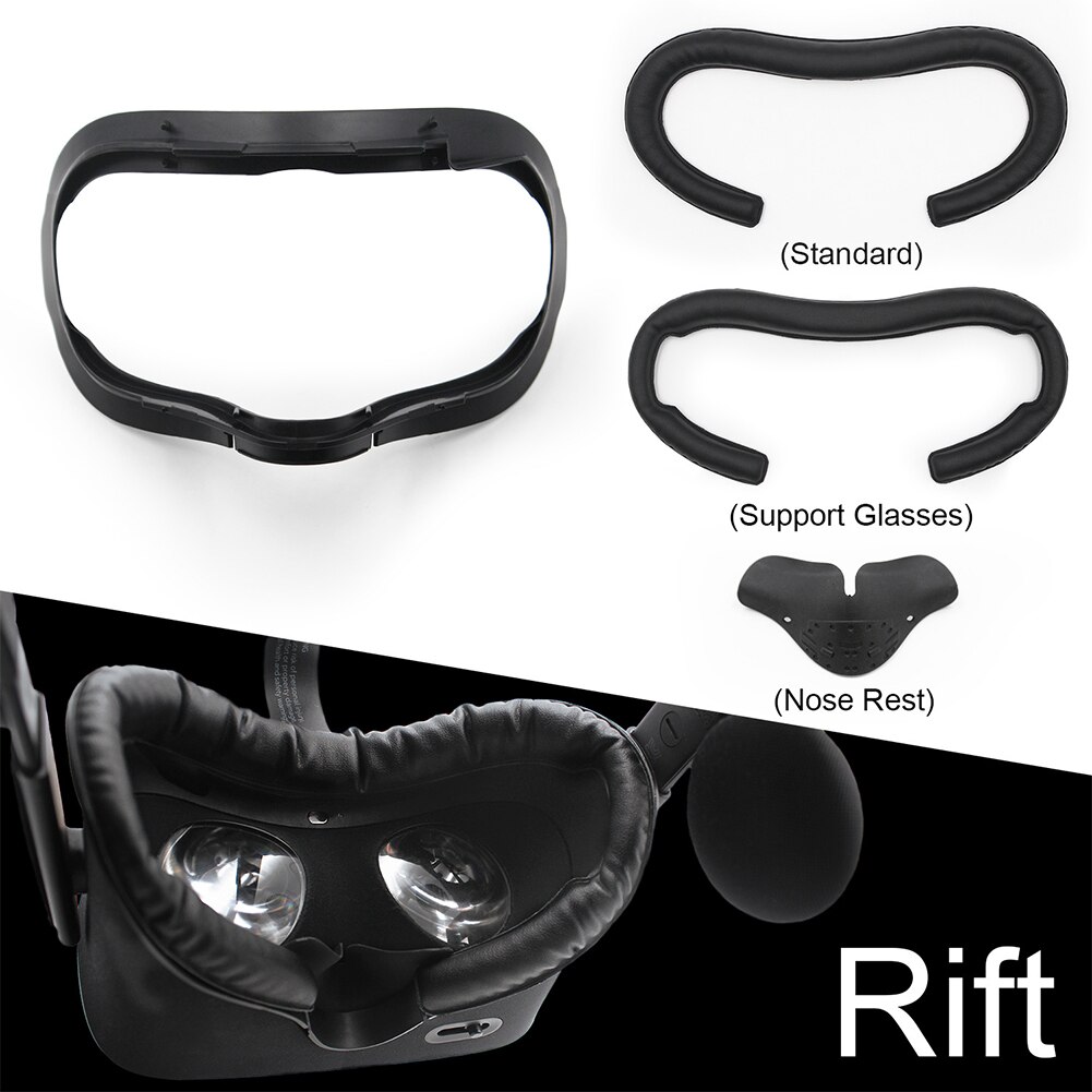 PU Leather Accessories Nose Rest Eye Mask Cover Pad Black Durable Facial Interface Set Replace Foam For Rift VR Headset