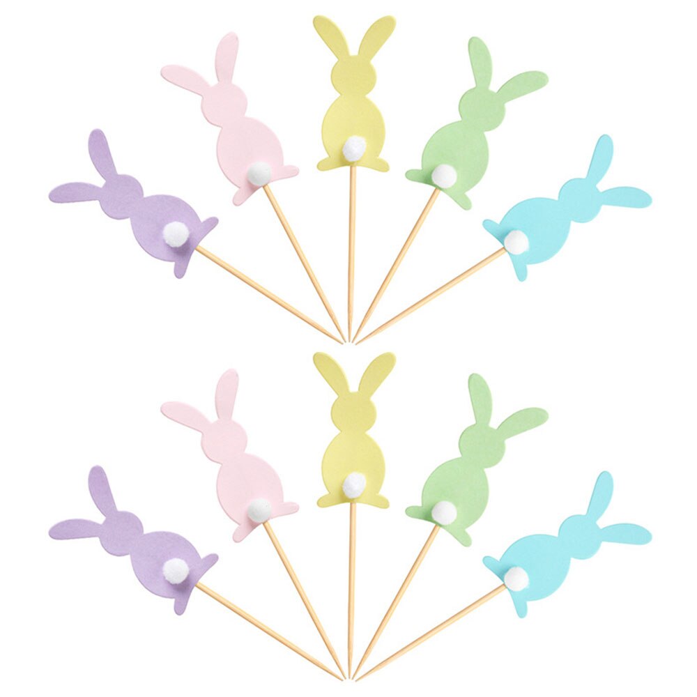 5Pcs Easter Cake Decorating Bunny Cake Insert Card Cupcake Decoration Party Insert Card Party Decoration Supplies