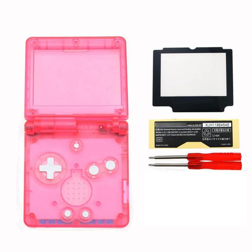 11colors 1set Clear For Nintend GBA SP Replacement Housing Shell Cover For GameBoy Advance SP with lens screwdrivers: F with plastic lens