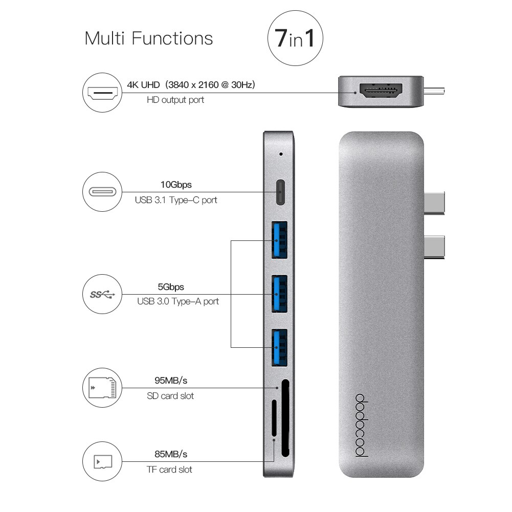 dodocool usb hub usb 3.0 hub type c usb c hub with HDMI Adapter Dock for macbook pro accessories USB-C 3.1 Splitter