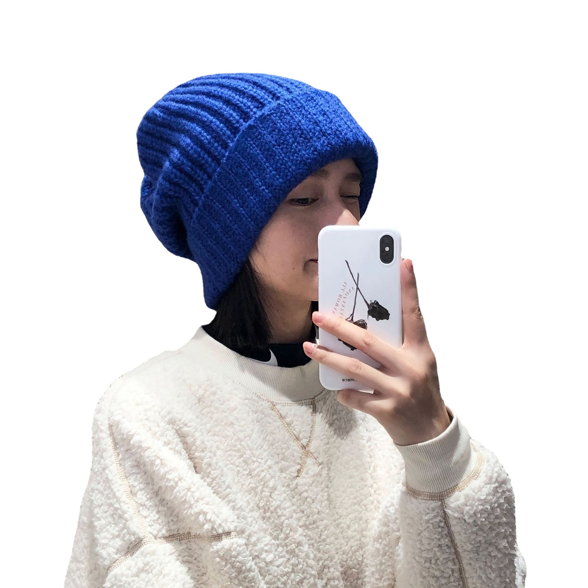Sombrero de lana japonés para mujer, gorro de punto coreano que combina con todo, orejeras cálidas, GORRA DE PELO SUELTO grande, Gorros Casuales