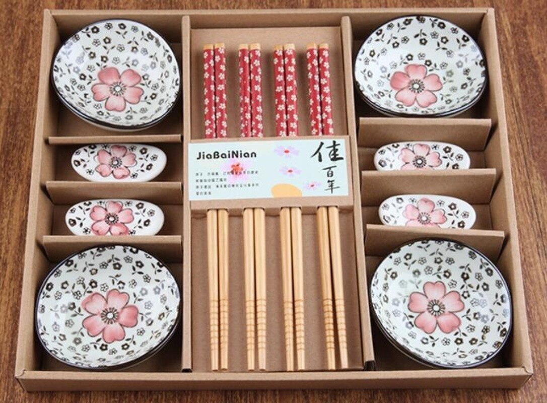 kompas Graag gedaan briefpapier Japanse Stijl Kersenbloesem Keramische Sushi Gerechten Sashimi Soysauce  Schotel Servies Set Servies Set Box (12 Stks/set) – Grandado