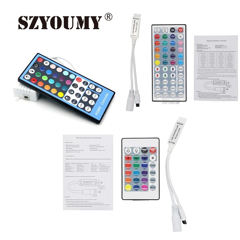 SZYOUMY 3528 5050 RGB LED Strip Licht Mini 24 44 Key RGB IR Afstandsbediening Draadloze Controller 40 Key RGBW Led Controller