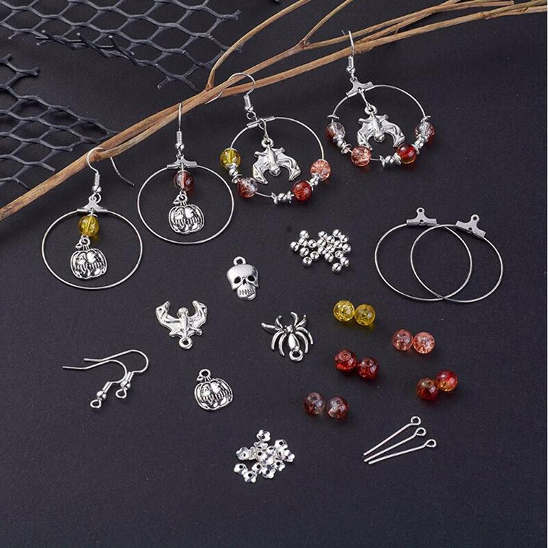 DIY Halloween Charm Dangle Earrings Making Kit Kidney Earwire Hoops
