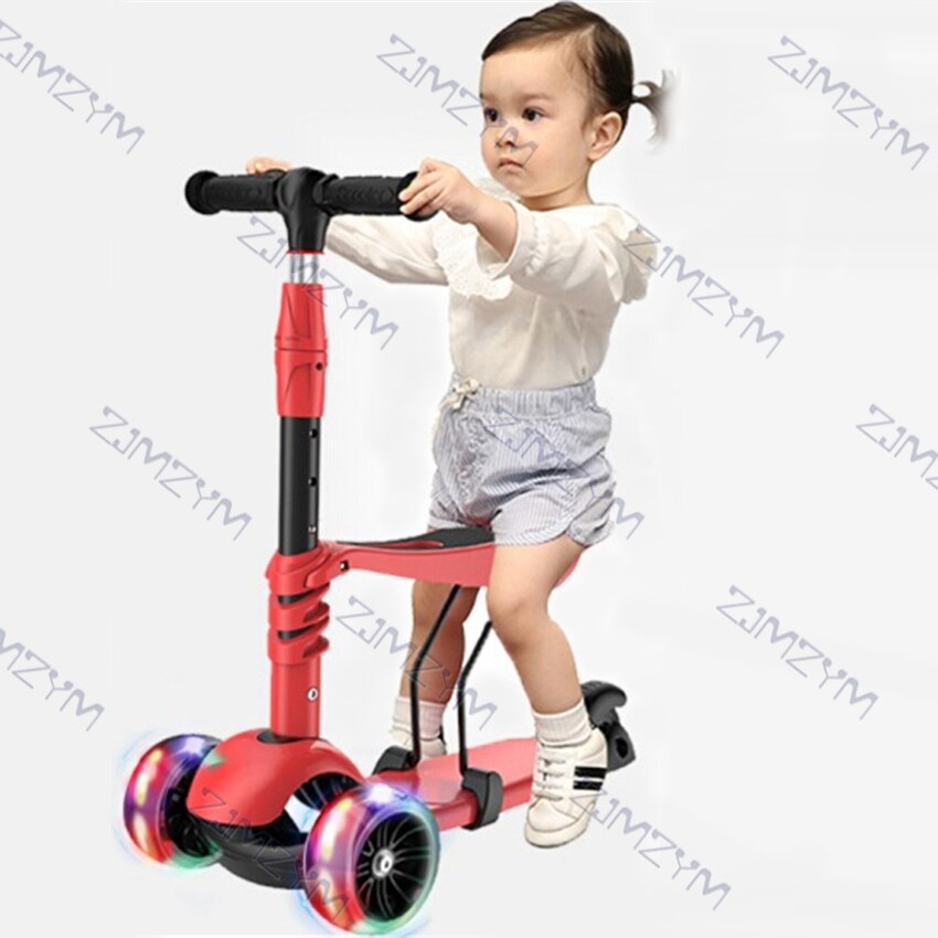 Patinete 3 en 1 para niños, para principiantes, con mango de bebé, triciclo de equilibrio Flash para niños de 3 a 6 años: Red