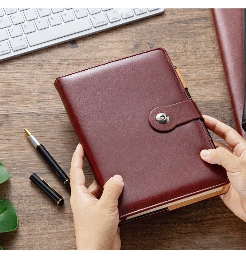 A5 Hardcover Business Brown Ring Binder Journal Magnetic Closure Blue B5 Notebooks Top Grade Lined Leather Planner