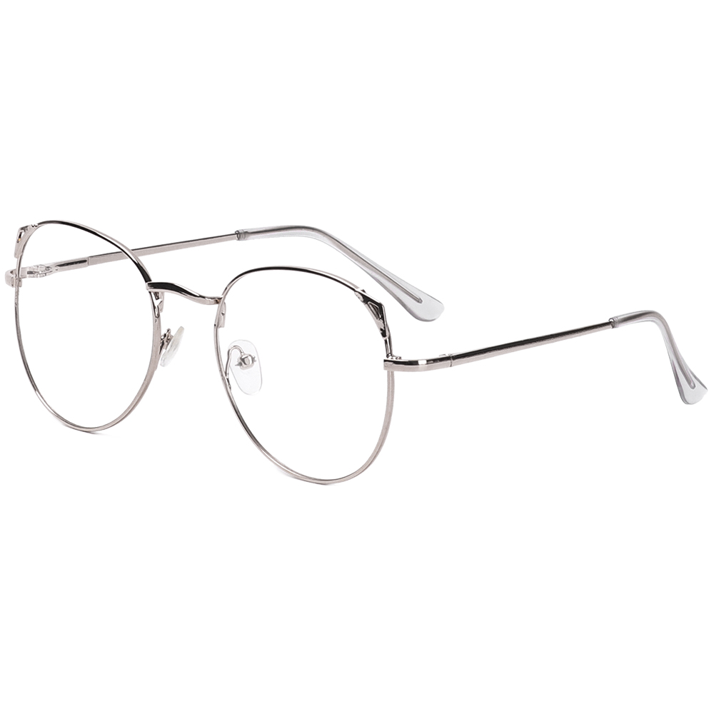 Unisex vintage anti blått ljus glasögon bågar oktagon lins närsynthet optisk spegel enkel legering anti uv klar glasögon bågar: 04 silver