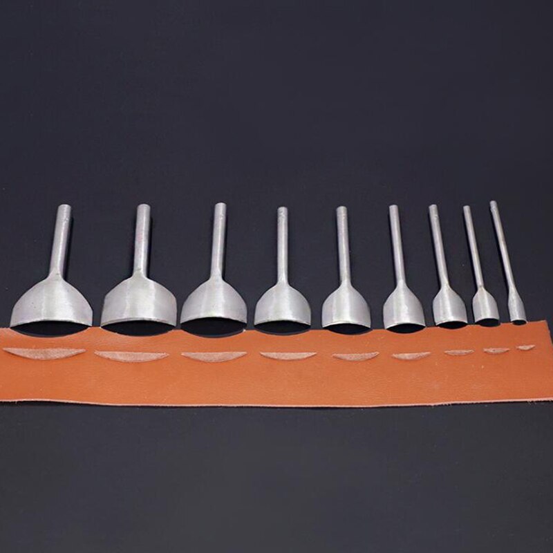 Juego de Herramientas semicirculares para cortar cuero, herramientas de artesanía para cinturones, perforadora de extremo de cuero, 6 uds./9 Uds.
