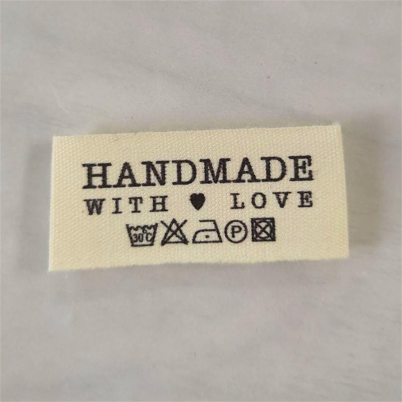 200pcs handmade label in stock/clothing printed cotton labels/clothing/garment printed tag/Retro cotton name labels: white