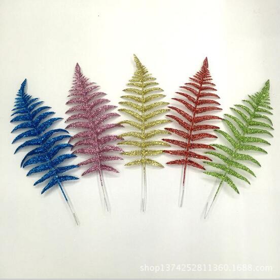 10Pcs Perzische Leaf Gold Glitter Kerst Blad Kunstmatige Bladeren Kerstversiering, 47*15 Cm