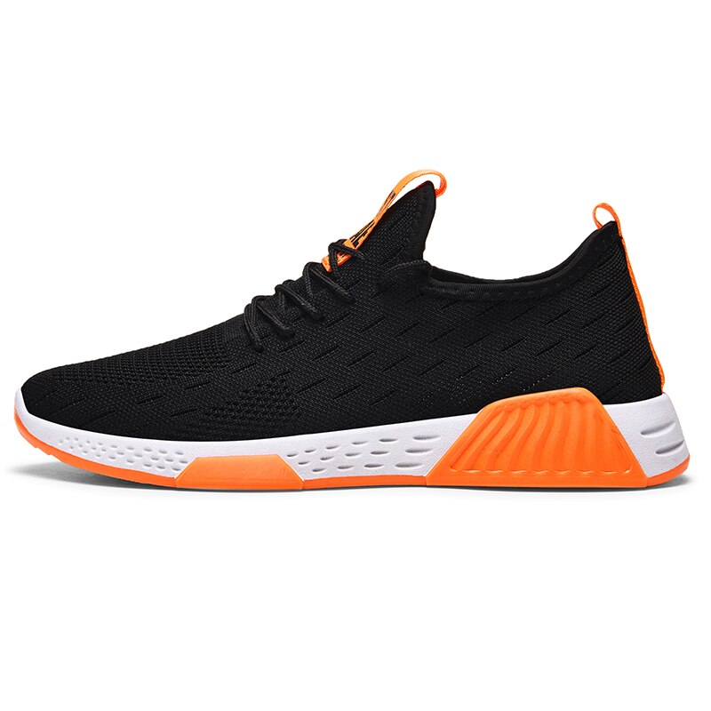 Billiga tennisskor för män sportskor utomhusluft andas komfort manliga mesh sneakers promenader joggingsko tenis masculino: Svart grange / 8.5