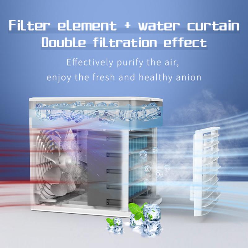 Mini Portable Air Conditioner 3 Speeds 7 Colors Light Conditioning Humidifier Purifier USB Desktop Air Cooler Fan 500 ML Tanks