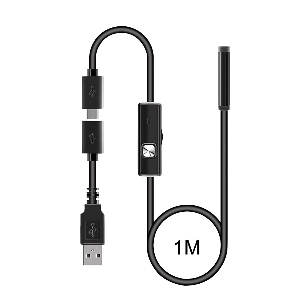 Industrial Endoscope IP67 with 6 LED Conduit Air Conditioning Pipeline Drain Sewer Inspection Waterproof Snake Camera: 1m