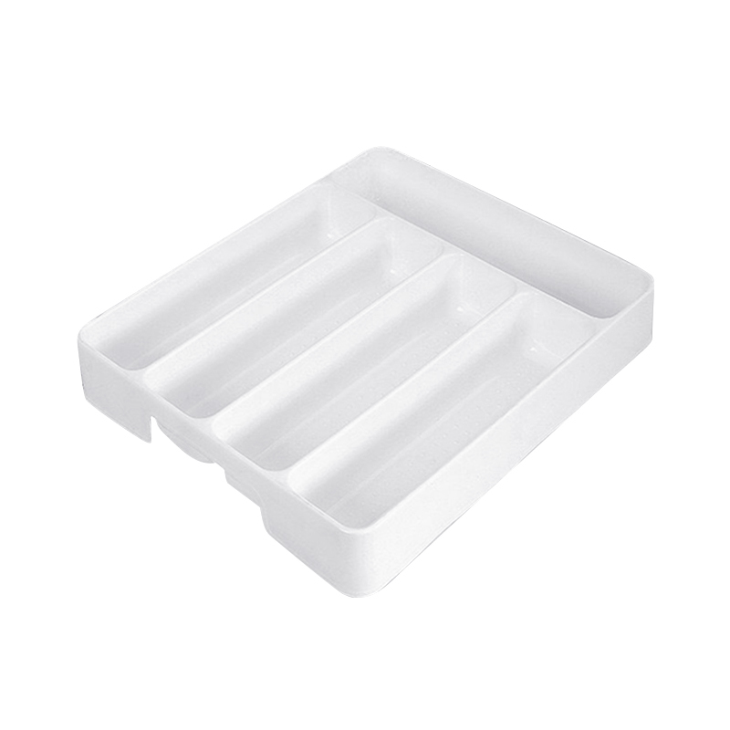 Kitchen Tools Drawer Organizer Tray Spoon Forks Cutlery Separation Finishing Rack Storage Box Portable Cutlery Storage Organizer: White